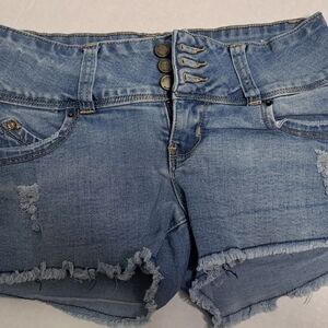 YMI Light Blue Distressed Jean Shorts